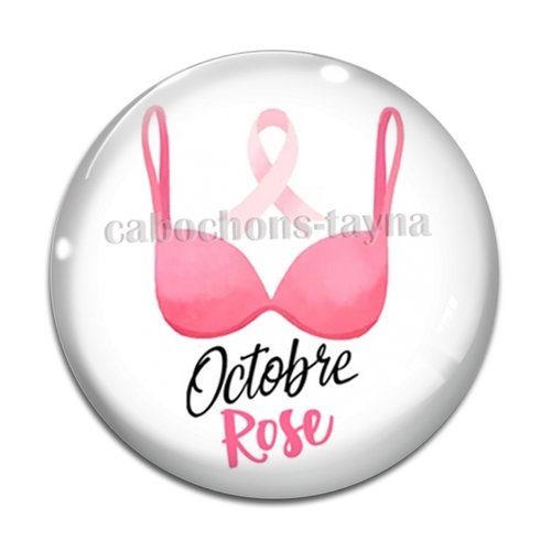 Cabochon octobre rose, cabochon résine ou verre rond différente taille