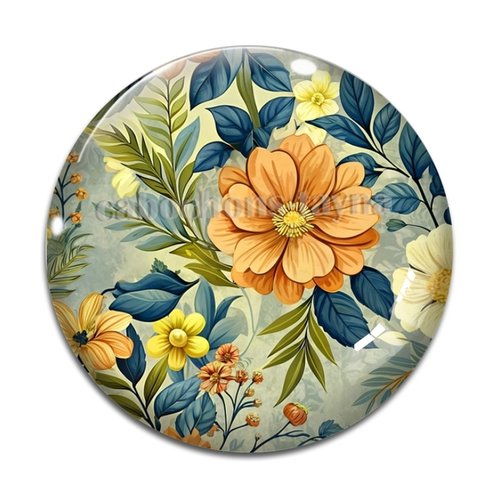 Cabochon fleur multicolore, résine ou verre rond différente taille
