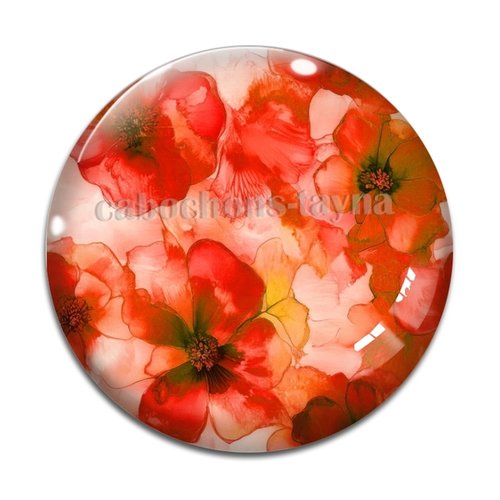 Cabochon fleur coquelicot, en résine ou en verre différente taille