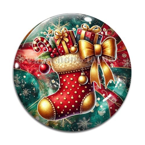 Cabochon botte de noël, cabochon résine, verre rond différente taille