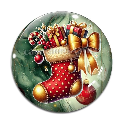 Cabochon botte de noël, cabochon résine, verre rond différente taille