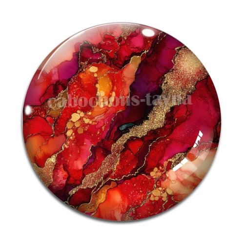 Cabochon fond rouge marbré, cabochon résine ou verre rond différente taille