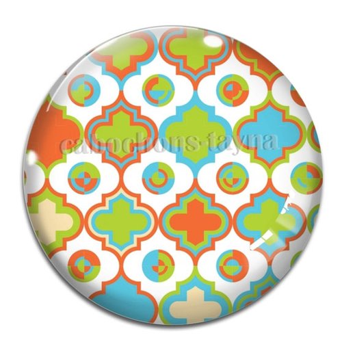 Cabochon fond géométrique, cabochon résine ou verre rond différente taille