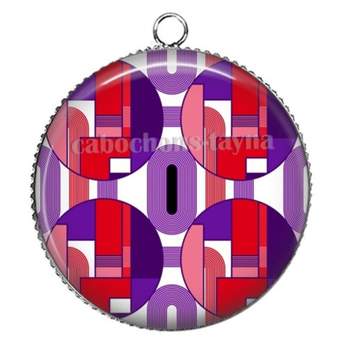 Pendentif géométrique, cabochon 25 mm