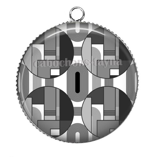 Pendentif géométrique, cabochon 25 mm