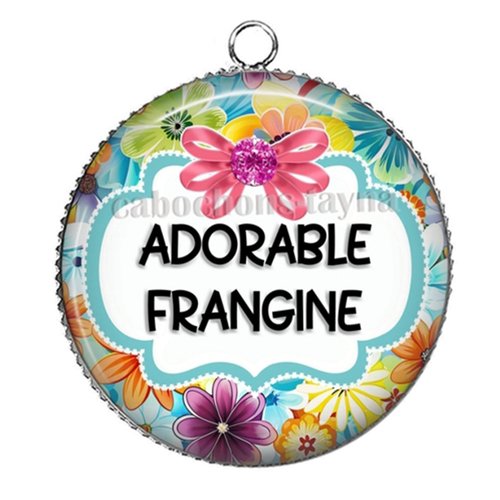Pendentif frangine, cabochon 25 mm