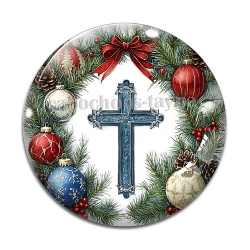 Cabochon croix de noël, résine ou verre rond différente taille