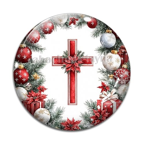 Cabochon croix de noël, résine ou verre rond différente taille