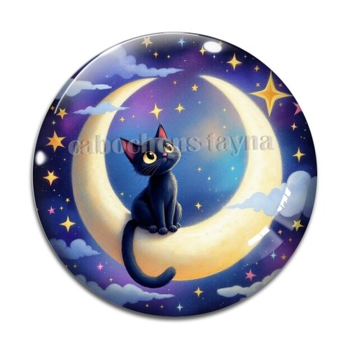 Cabochon chat, résine ou verre rond différente taille