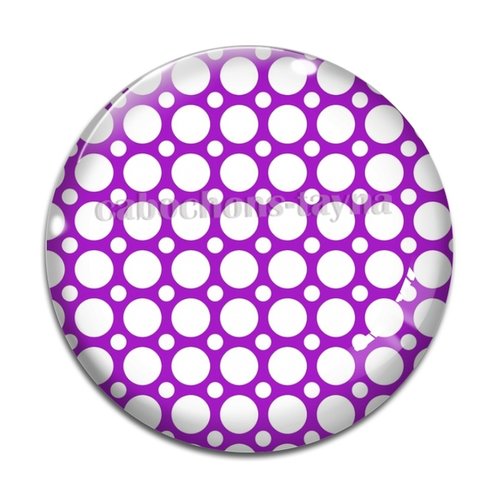 Cabochon pois fond violet, cabochon résine ou verre rond différente taille