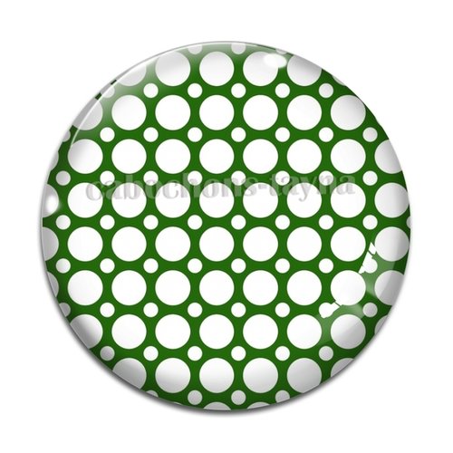 Cabochon pois fond vert, cabochon résine ou verre rond différente taille