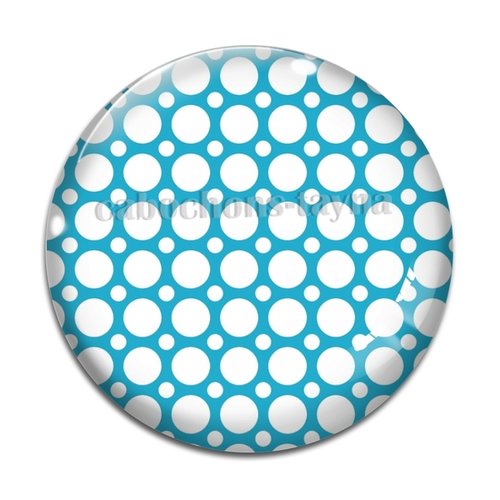 Cabochon pois fond turquoise, cabochon résine ou verre rond différente taille