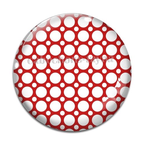 Cabochon pois fond rouge, cabochon résine ou verre rond différente taille