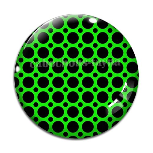 Cabochon pois fond vert, cabochon résine ou verre rond différente taille