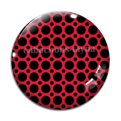 Cabochon pois fond rouge, cabochon résine ou verre rond différente taille