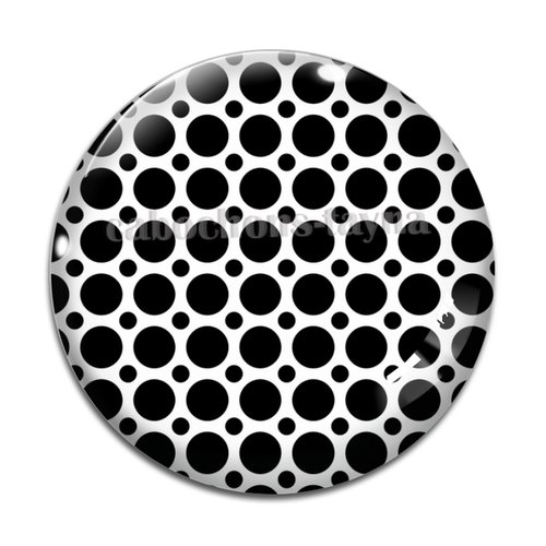 Cabochon pois fond blanc, cabochon résine ou verre rond différente taille