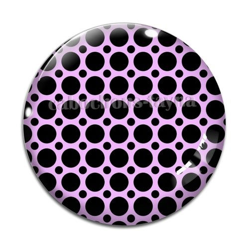 Cabochon pois fond rose, cabochon résine ou verre rond différente taille
