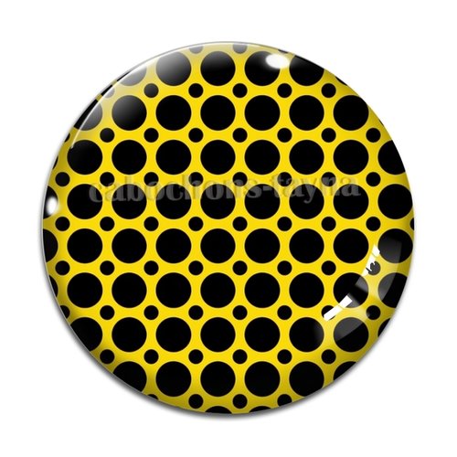 Cabochon pois fond jaune, cabochon résine ou verre rond différente taille