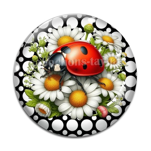 Cabochon coccinelle, cabochon résine ou verre rond différente taille
