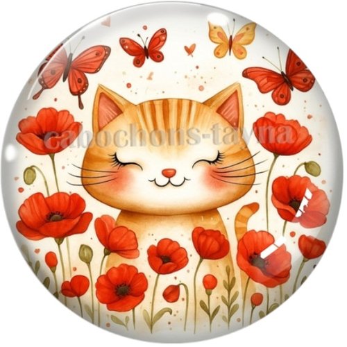 Cabochon chat, cabochon résine ou verre rond différente taille