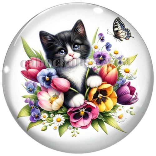 Cabochon chat, cabochon résine ou verre rond différente taille