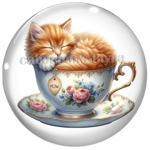 Cabochon chat, cabochon résine ou verre rond différente taille