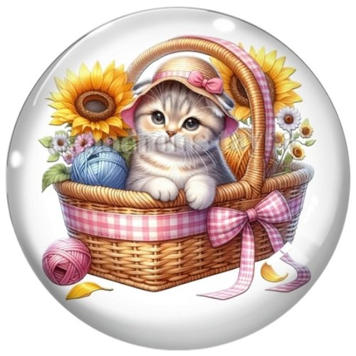 Cabochon chat, cabochon résine ou verre rond différente taille