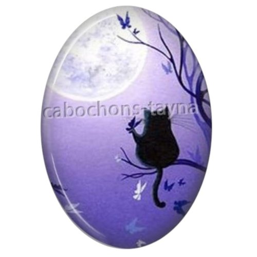 Cabochon chat ovale, résine ou verre
