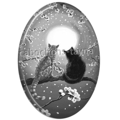 Cabochon chat ovale, résine ou verre