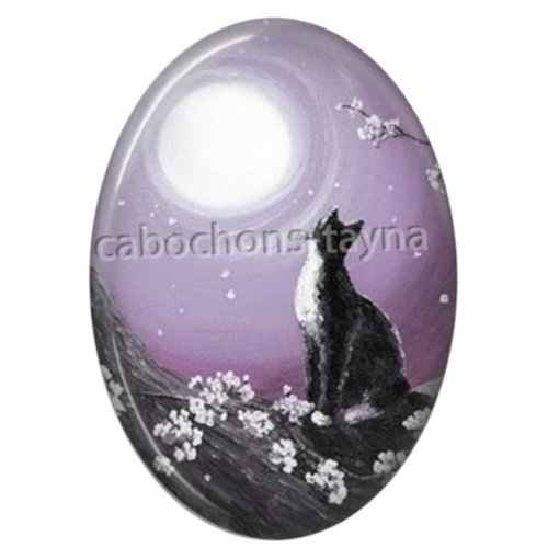 Cabochon chat ovale, résine ou verre