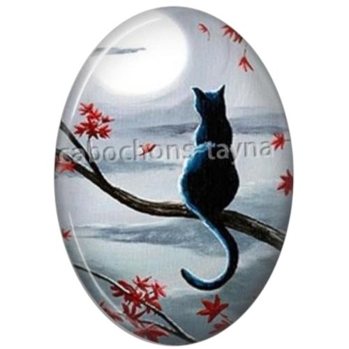 Cabochon chat ovale, résine ou verre