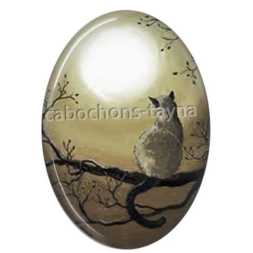 Cabochon chat ovale, résine ou verre