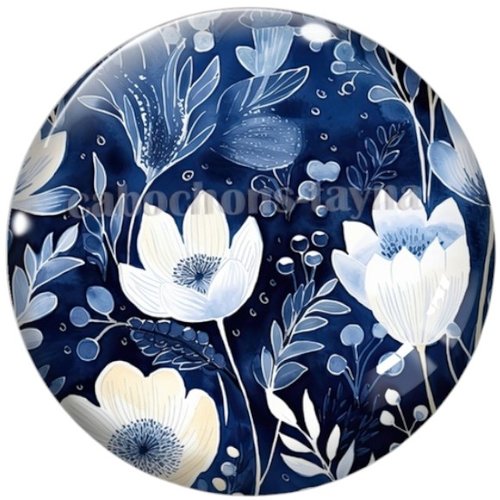 Cabochon fleurie, cabochon fleur en résine ou en verre différente taille