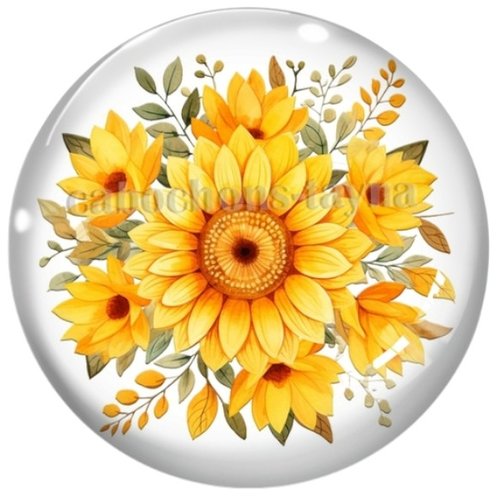 Cabochon tournesol en résine ou en verre différente taille