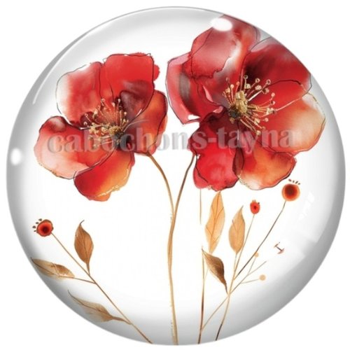 Cabochon coquelicot, en résine ou en verre différente taille