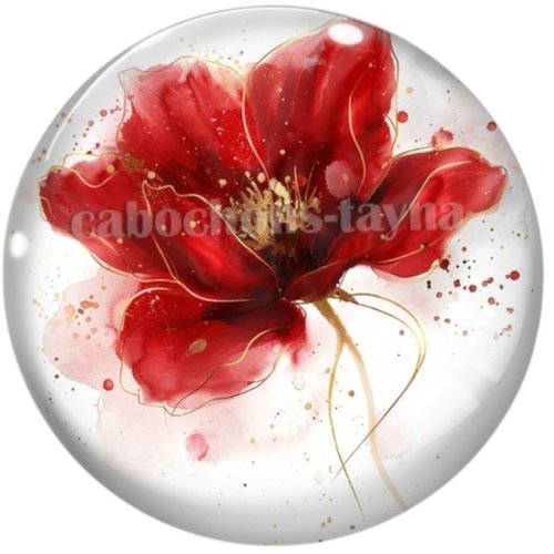 Cabochon coquelicot, en résine ou en verre différente taille
