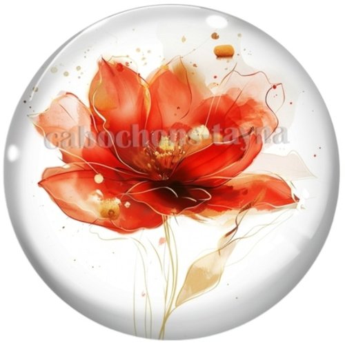 Cabochon coquelicot, en résine ou en verre différente taille