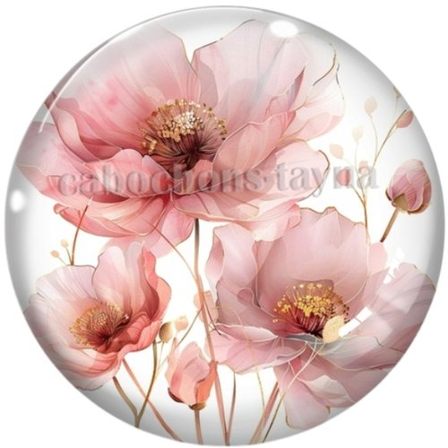 Cabochon fleur en résine ou en verre différente taille