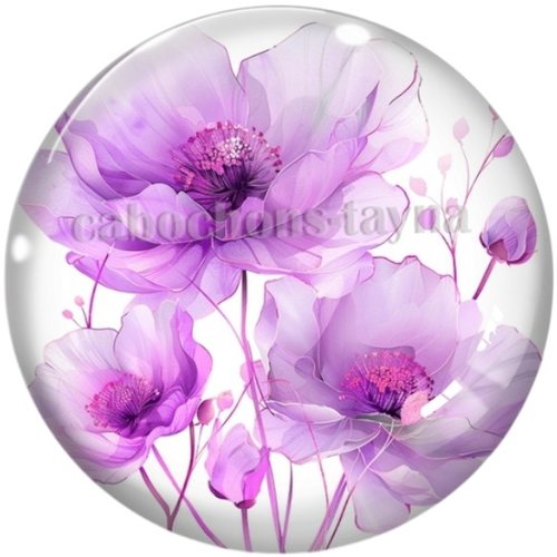 Cabochon fleur en résine ou en verre différente taille