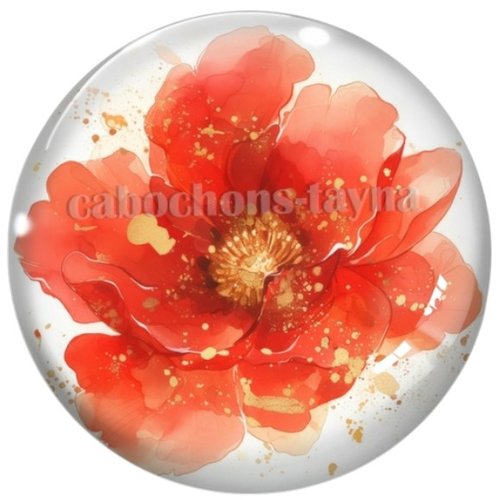 Cabochon coquelicot, en résine ou en verre différente taille
