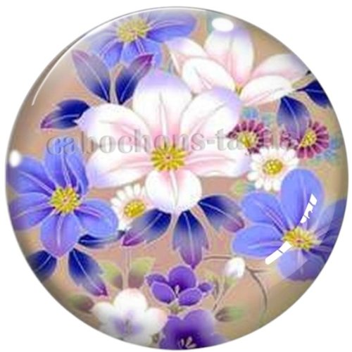 Cabochon fleurie en résine ou en verre différente taille