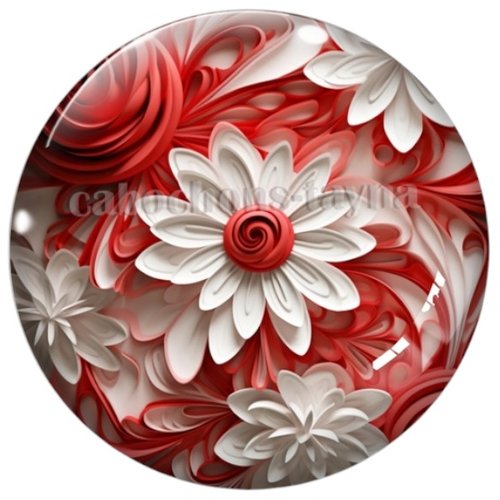 Cabochon fleurie en résine ou en verre différente taille