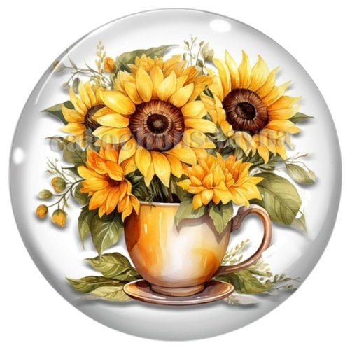 Cabochon tournesol en résine ou en verre différente taille