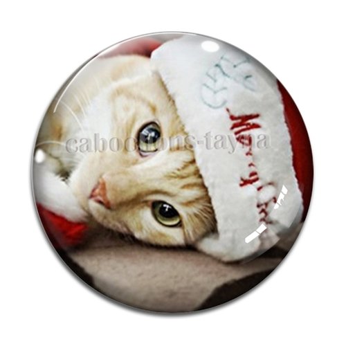 Cabochon chat de noël en résine ou en verre différente taille