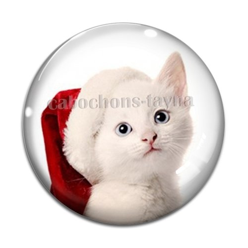 Cabochon chat de noël en résine ou en verre différente taille
