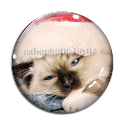 Cabochon chat de noël en résine ou en verre différente taille