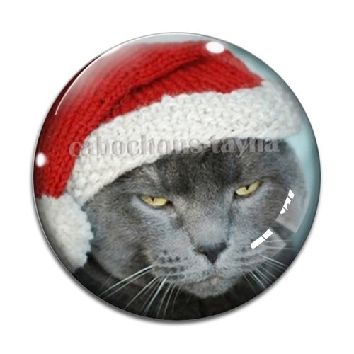 Cabochon chat de noël en résine ou en verre différente taille
