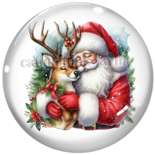 Cabochon père noël, cabochon résine ou verre rond différente taille