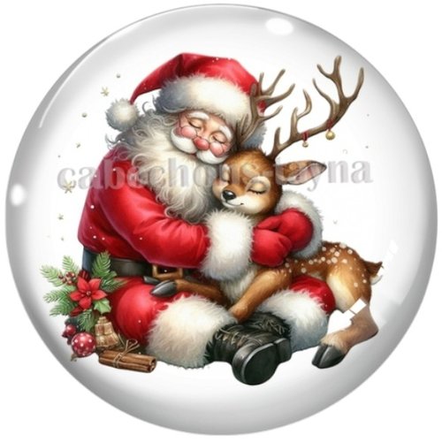 Cabochon père noël, cabochon résine ou verre rond différente taille