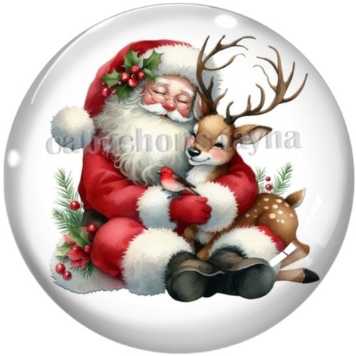 Cabochon père noël, cabochon résine ou verre rond différente taille
